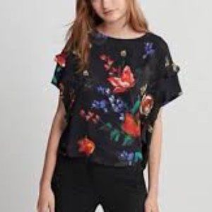 NWOT Express Ruffle Floral Boxy Blouse